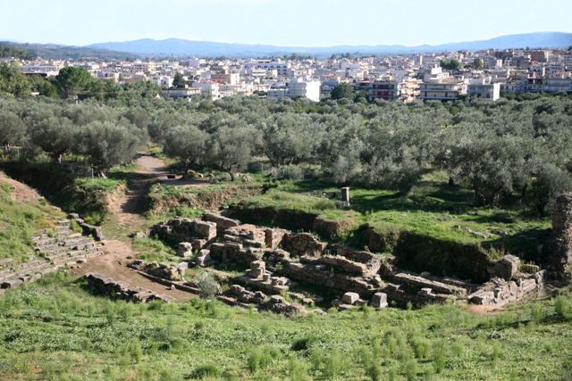 Acropolis of ancient Sparta - The theatre and modern Sparta